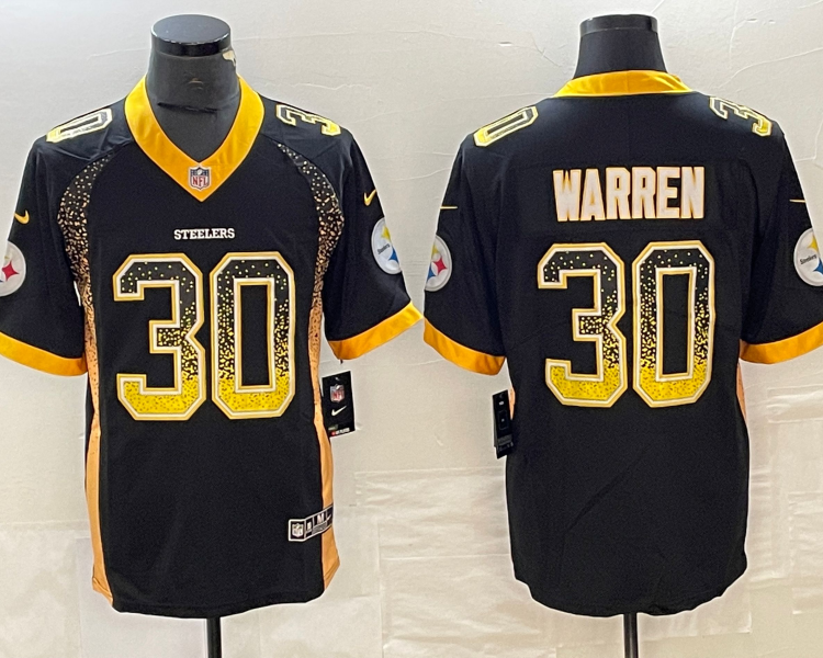 Men's Pittsburgh Steelers Jaylen Warren #30 Black Jersey