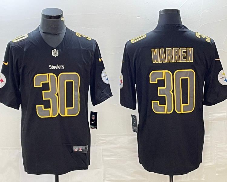 Men's Pittsburgh Steelers Jaylen Warren #30 Black Jersey