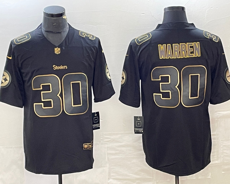 Men's Pittsburgh Steelers Jaylen Warren #30 Black Team Jersey