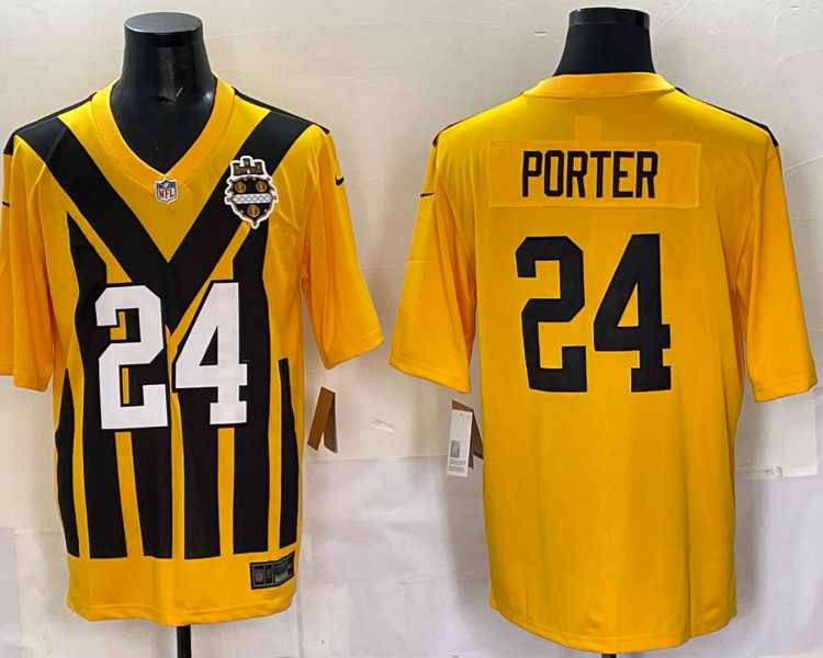 Men's Pittsburgh Steelers Joey Porter Jr. #24 Gold Alternate 1933 Throwback Jersey