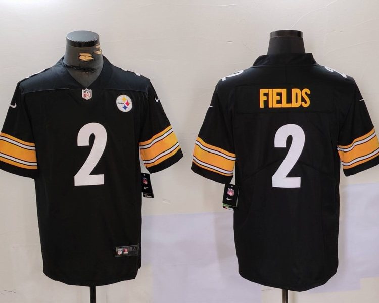 Men's Pittsburgh Steelers Justin Fields #2 Black Jersey