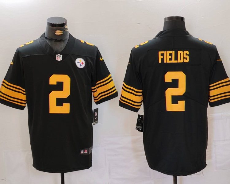 Men's Pittsburgh Steelers Justin Fields #2 Black Jersey