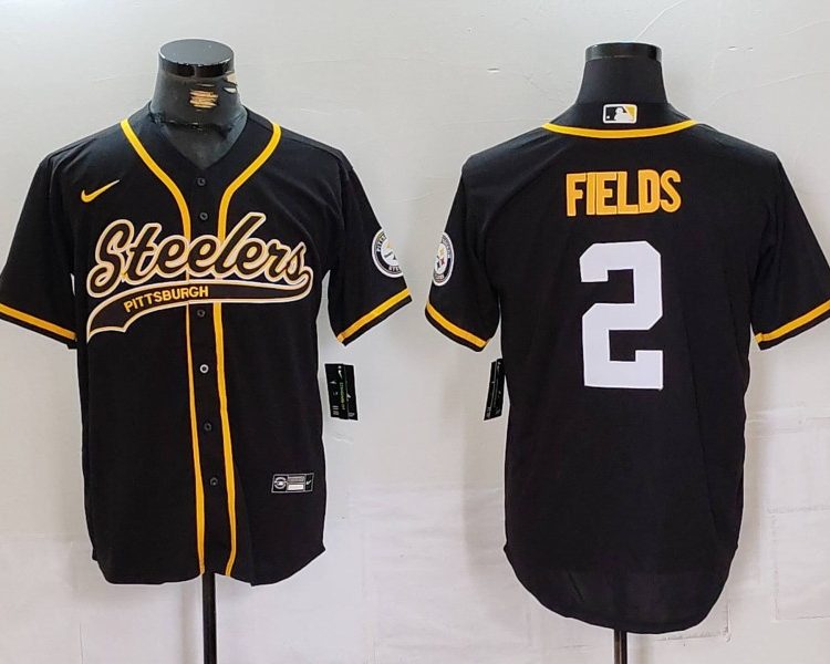 Men's Pittsburgh Steelers Justin Fields #2 Black Jersey
