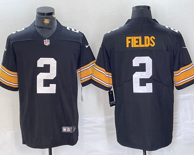 Men's Pittsburgh Steelers Justin Fields #2 Black Jersey