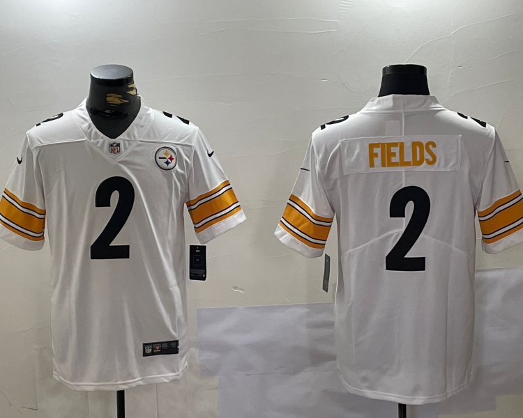 Men's Pittsburgh Steelers Justin Fields #2 White Jersey