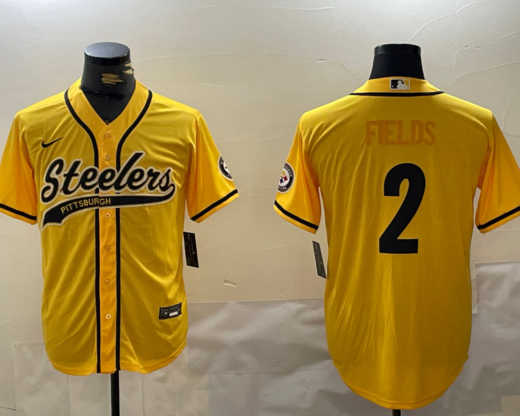 Men's Pittsburgh Steelers Justin Fields #2 Yellow Jersey