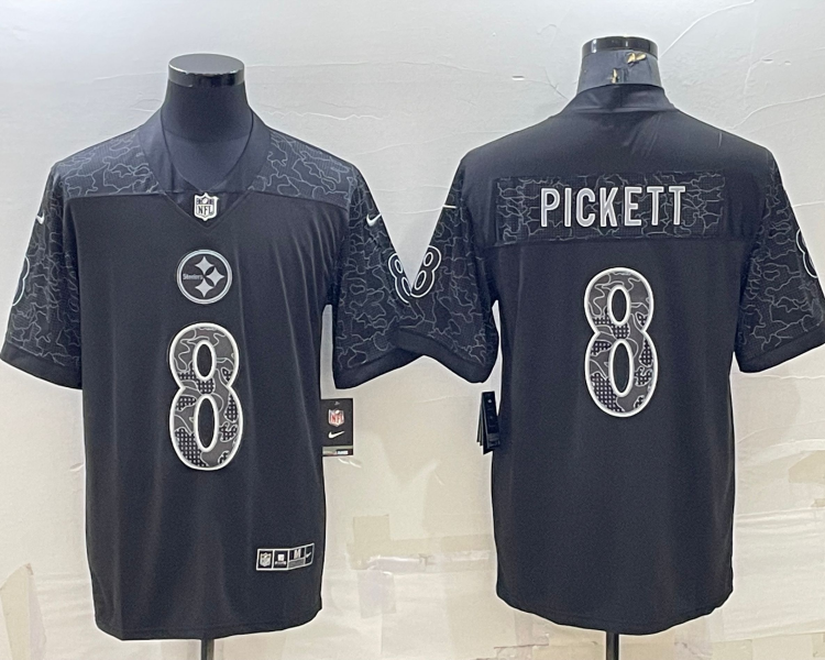Men's Pittsburgh Steelers Kenny Pickett #8 Black Retired RFLCTV Limited Jersey