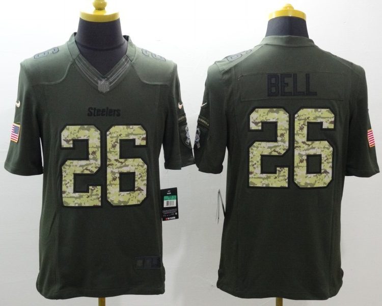 Men's Pittsburgh Steelers LeVeon Bell #26 Army Green Jersey