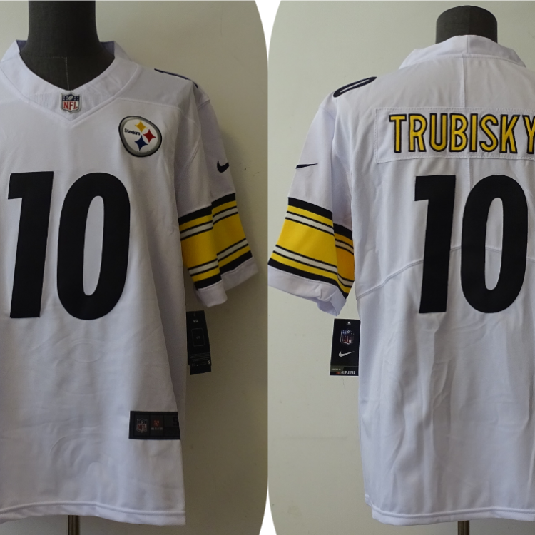 Men's Pittsburgh Steelers Mitchell Trubisky #10 White Jersey