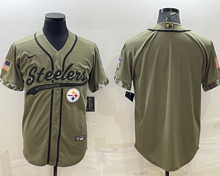 Men's Pittsburgh Steelers Olive 2022 Salute To Service Limited Blank Jersey