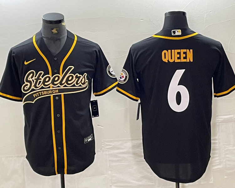 Men's Pittsburgh Steelers Patrick Queen #6 Black Jersey Joint Edition
