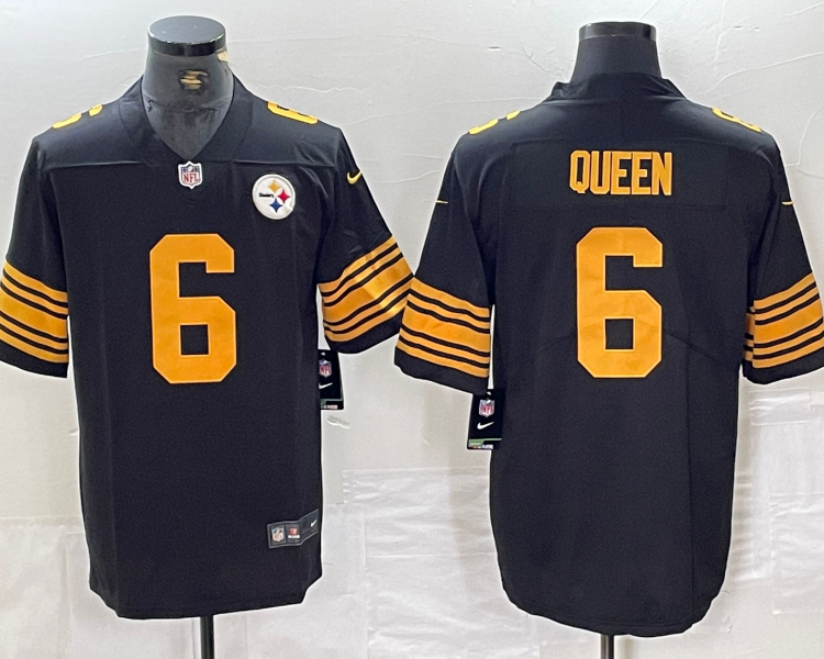 Men's Pittsburgh Steelers Patrick Queen #6 Black Jersey