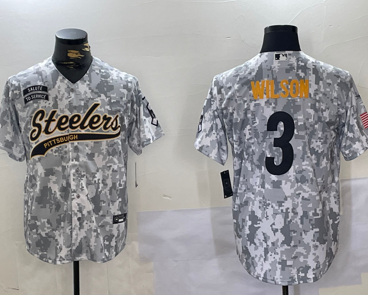 Men's Pittsburgh Steelers Russell Wilson #3 Arctic Camo Salute to Service Limited Jersey
