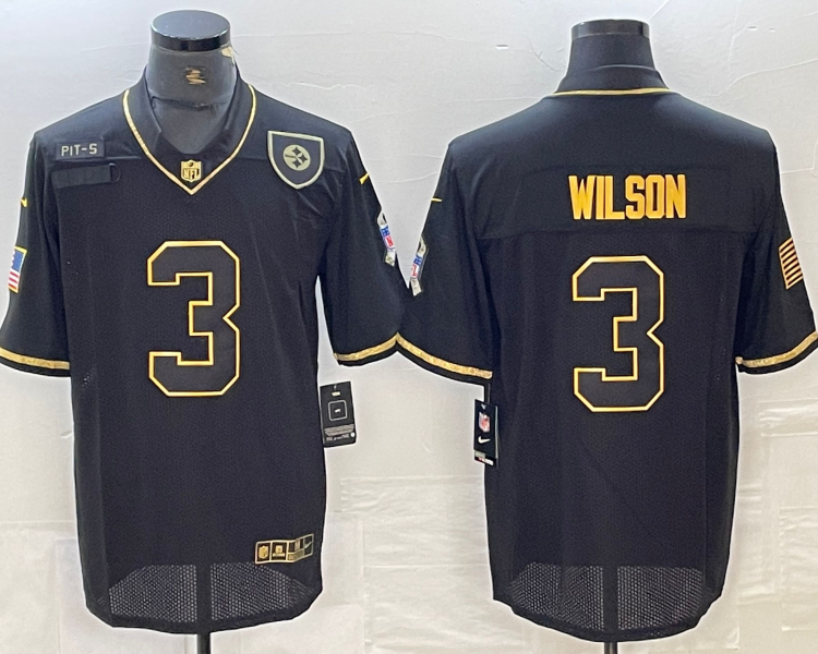 Men's Pittsburgh Steelers Russell Wilson #3 Black Alternate Jersey