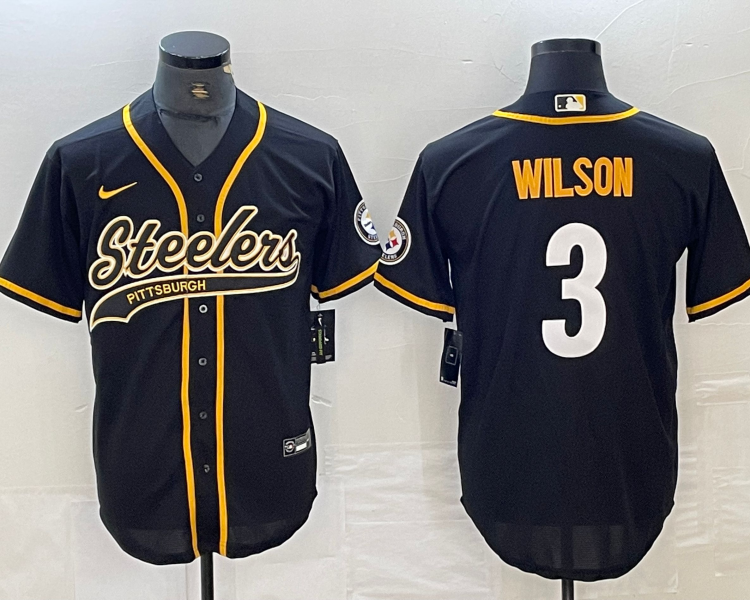 Men's Pittsburgh Steelers Russell Wilson #3 Black Jersey Joint Edition