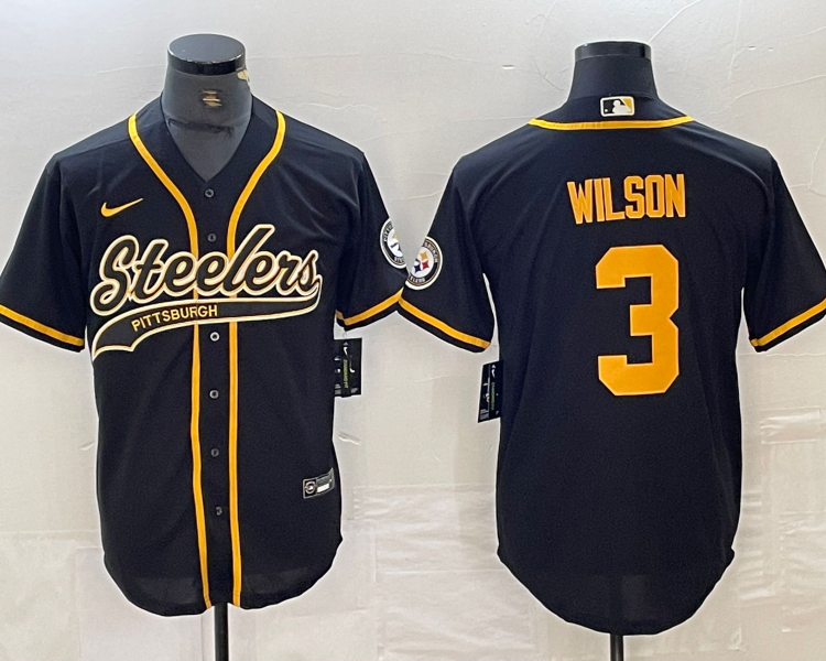 Men's Pittsburgh Steelers Russell Wilson #3 Black Jersey Joint Edition