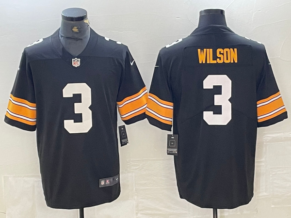 Men's Pittsburgh Steelers Russell Wilson #3 Black Jersey