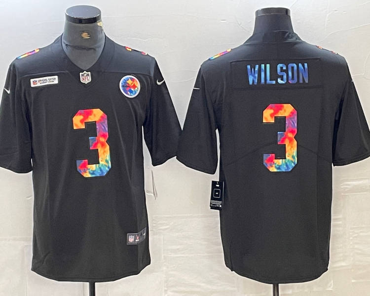 Men's Pittsburgh Steelers Russell Wilson #3 Black Jersey