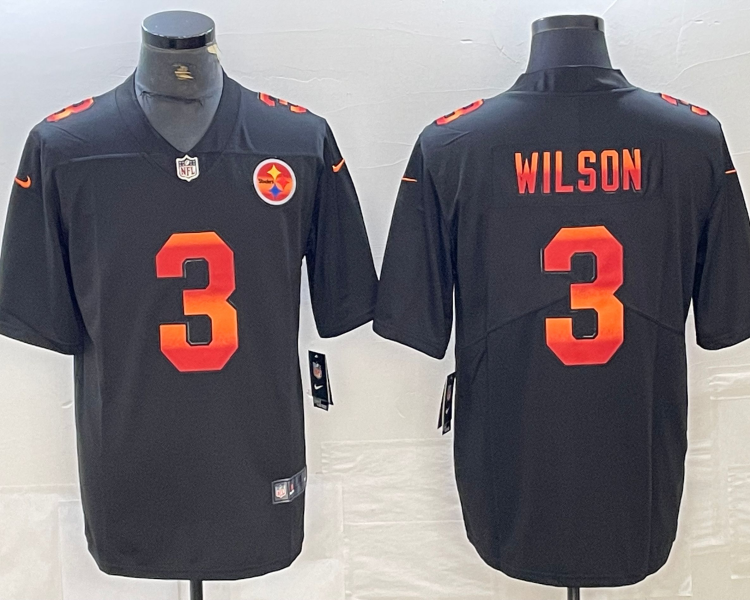 Men's Pittsburgh Steelers Russell Wilson #3 Black Jersey