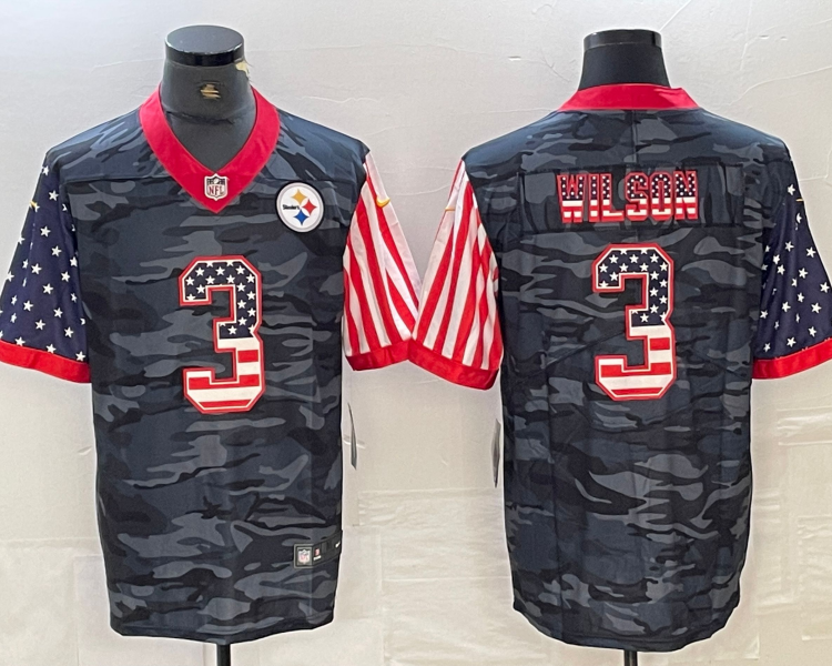 Men's Pittsburgh Steelers Russell Wilson #3 Grey Camouflage Jersey