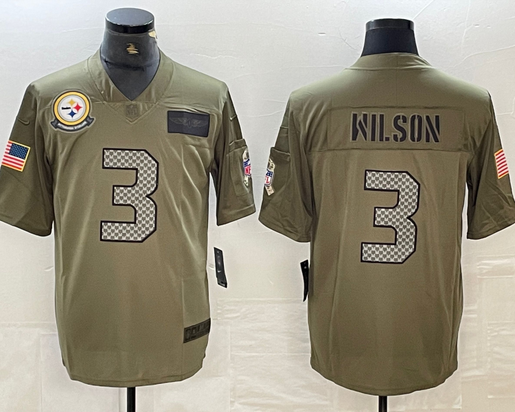 Men's Pittsburgh Steelers Russell Wilson #3 Olive Jersey