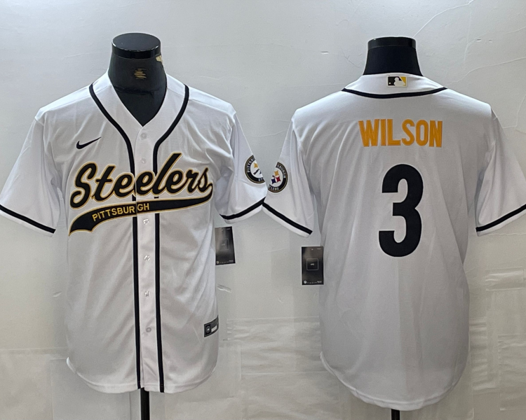 Men's Pittsburgh Steelers Russell Wilson #3 White Jersey Joint Edition