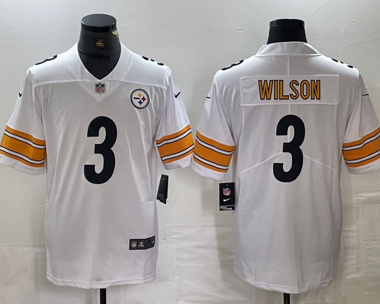Men's Pittsburgh Steelers Russell Wilson #3 White Jersey