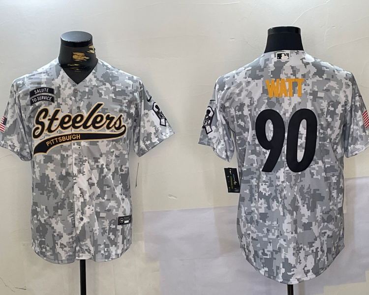 Men's Pittsburgh Steelers T.J. Watt #90 Arctic Camo Salute to Service Limited Jersey