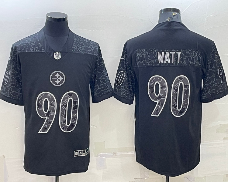 Men's Pittsburgh Steelers T.J. Watt #90 Black Retired RFLCTV Limited Jersey