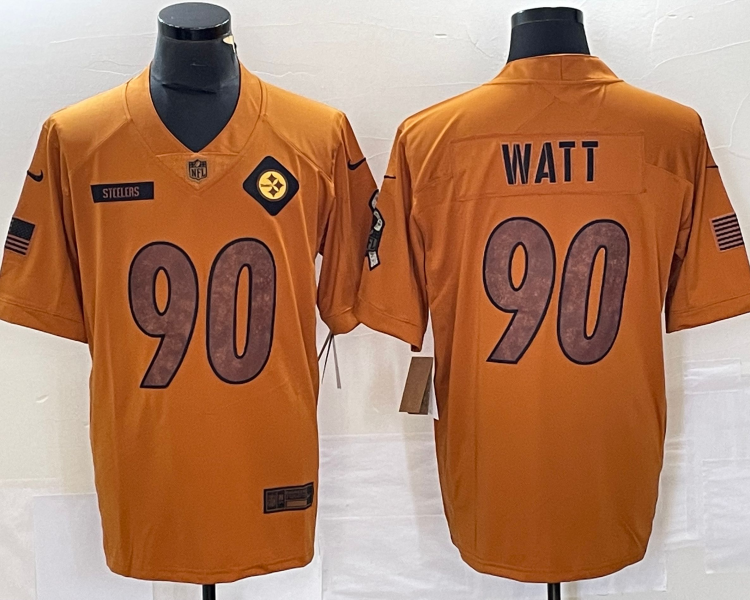 Men's Pittsburgh Steelers T.J. Watt #90 Brown 2023 Salute To Service Limited Jersey