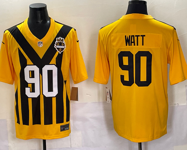 Men's Pittsburgh Steelers T.J. Watt #90 Gold Alternate 1933 Throwback Jersey