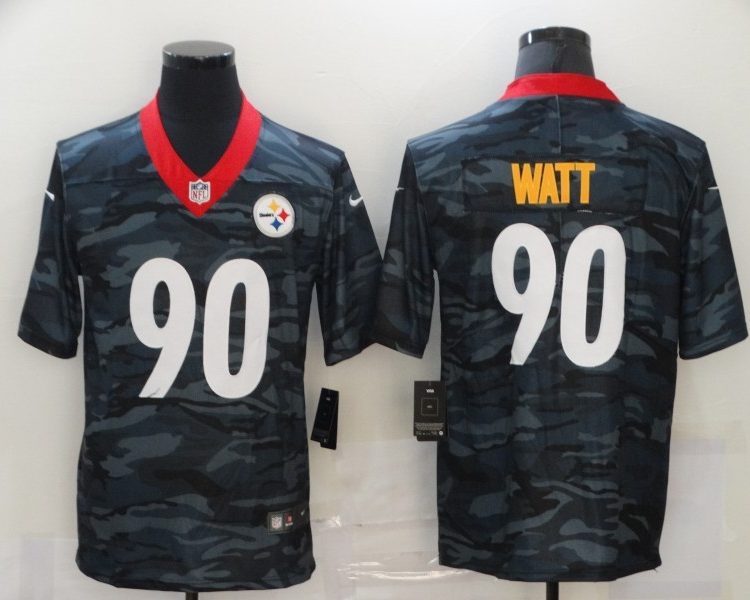 Men's Pittsburgh Steelers T.J. Watt #90 Gray Camouflage Jersey