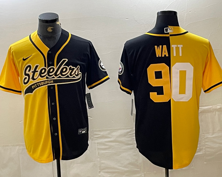 Men's Pittsburgh Steelers T.J. Watt #90 Yellow/Black Jersey Joint Edition