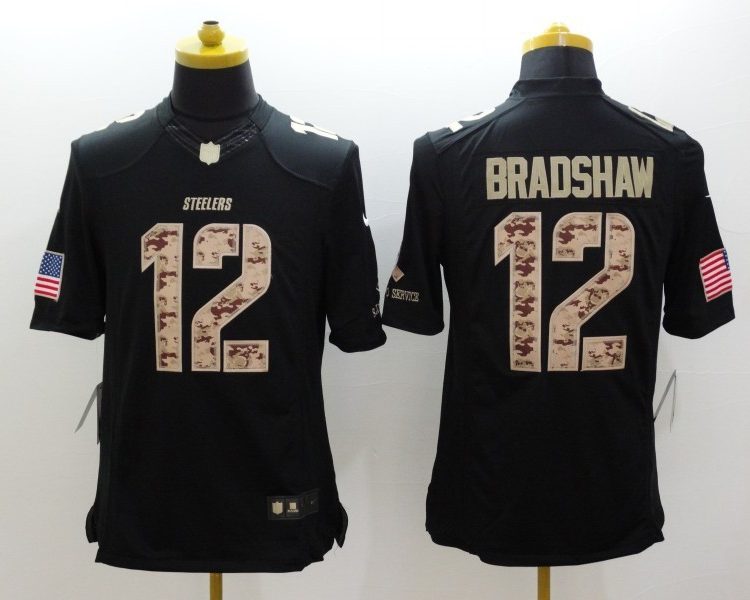 Men's Pittsburgh Steelers Terry Bradshaw #12 Black Jersey