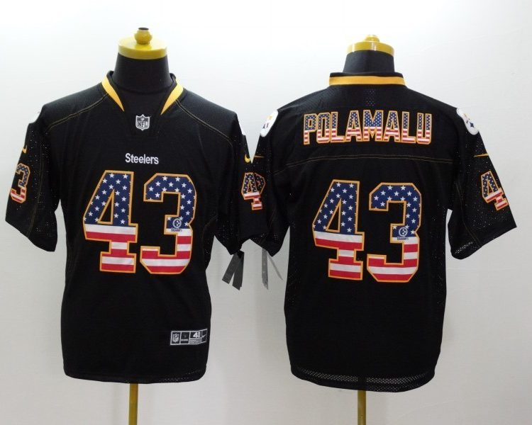 Men's Pittsburgh Steelers Troy Polamalu #43 Black Alternate Jersey