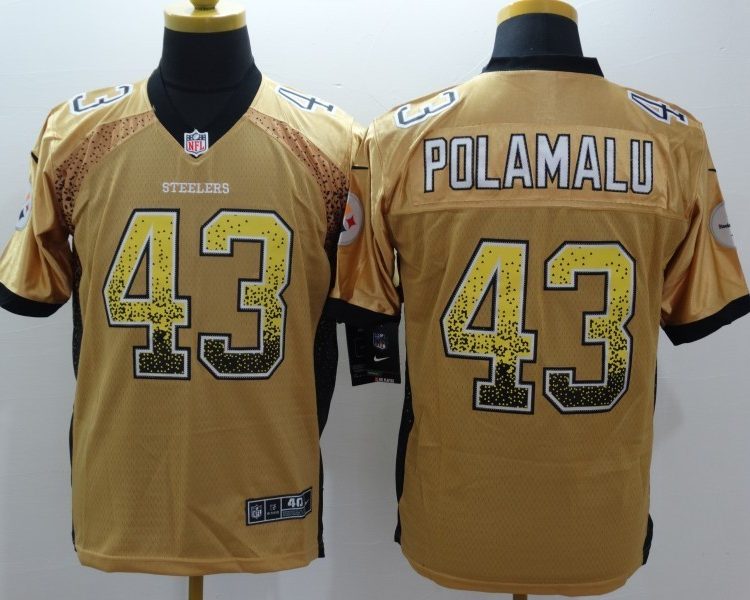 Men's Pittsburgh Steelers Troy Polamalu #43 Gold Jersey