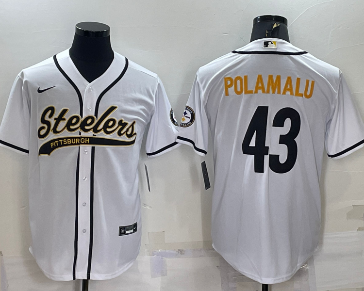 Men's Pittsburgh Steelers Troy Polamalu #43 White Jersey