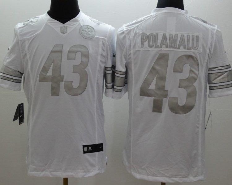 Men's Pittsburgh Steelers Troy Polamalu #43 White Jersey