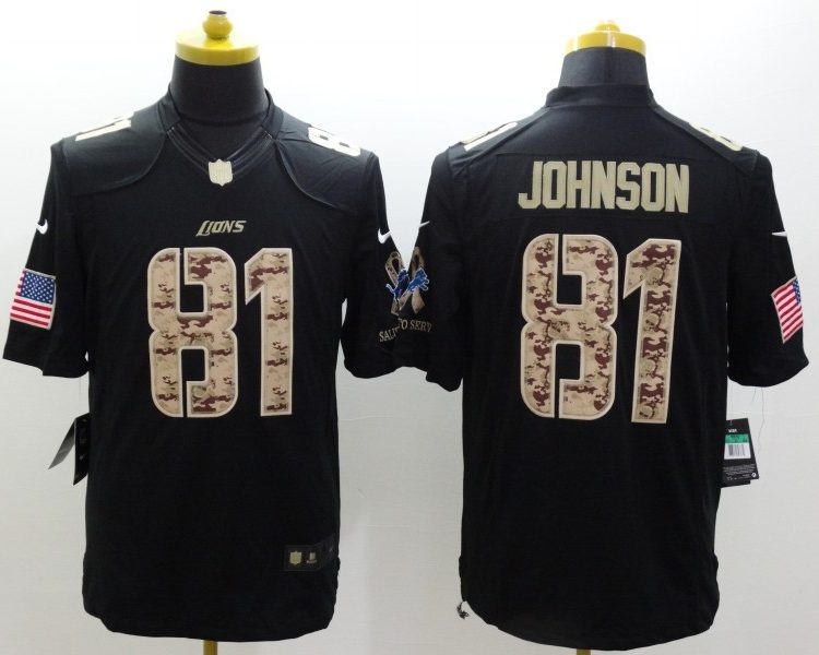 Men's Detroit Lions Calvin Johnson #81 Black Jersey