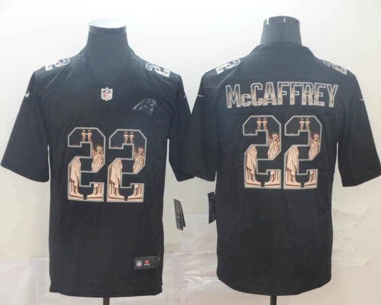 Men's Carolina Panthers #22 Christian McCaffrey Black Authentic Jersey