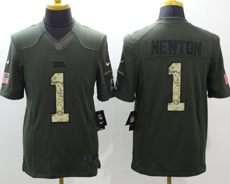 Men's Carolina Panthers Cam Newton #1 Army Green Jersey