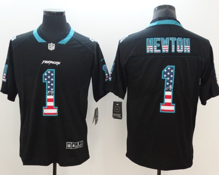 Men's Carolina Panthers Cam Newton #1 Black Authentic Jersey