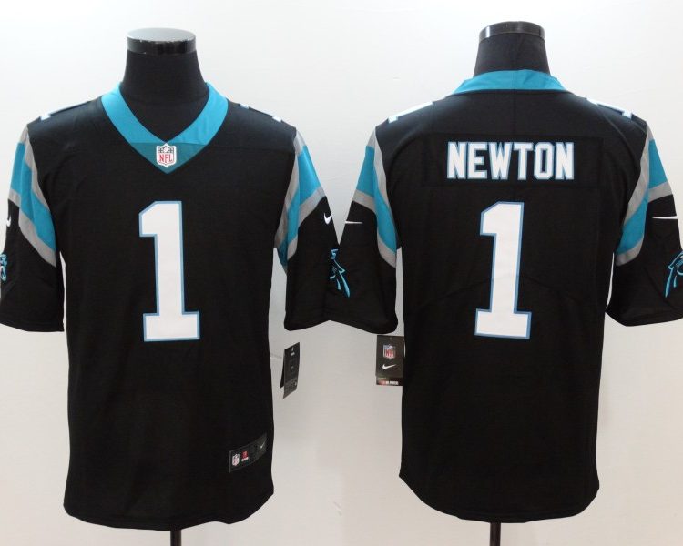 Men's Carolina Panthers Cam Newton #1 Black Jersey