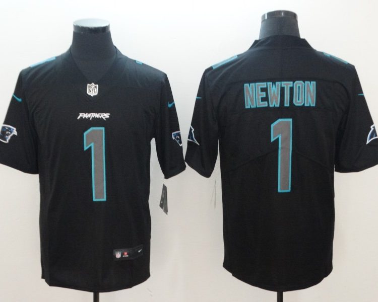Men's Carolina Panthers Cam Newton #1 Black Jersey
