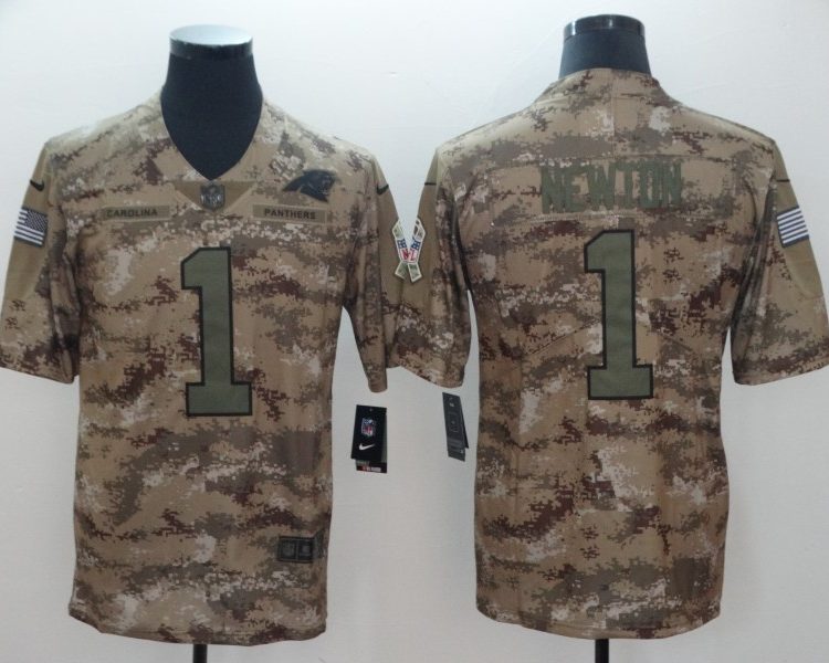 Men's Carolina Panthers Cam Newton #1 Camouflage Jersey