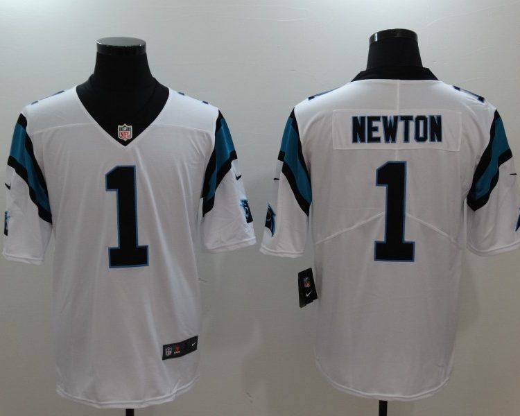 Men's Carolina Panthers Cam Newton #1 White Jersey