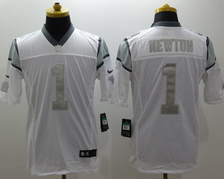 Men's Carolina Panthers Cam Newton #1 White Jersey