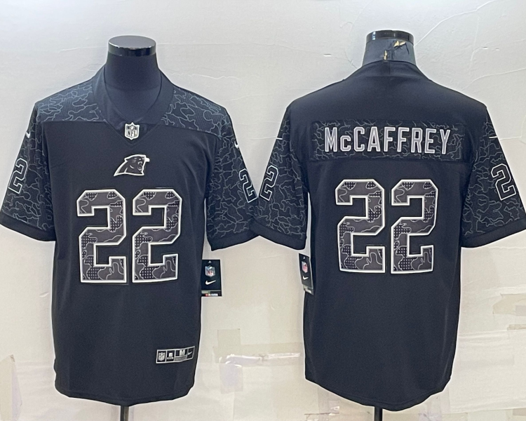 Men's Carolina Panthers Christian McCaffrey #22 Black RFLCTV Limited Jersey