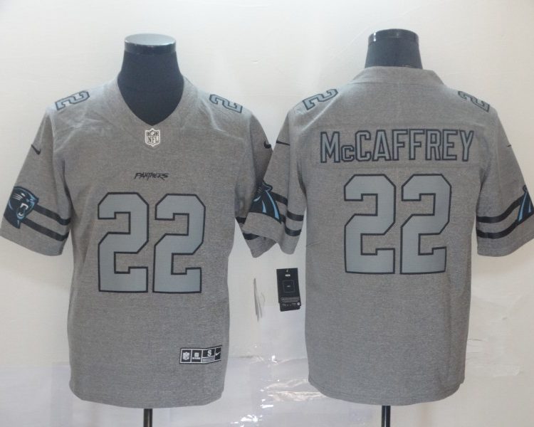 Men's Carolina Panthers Christian McCaffrey #22 Gray Jersey