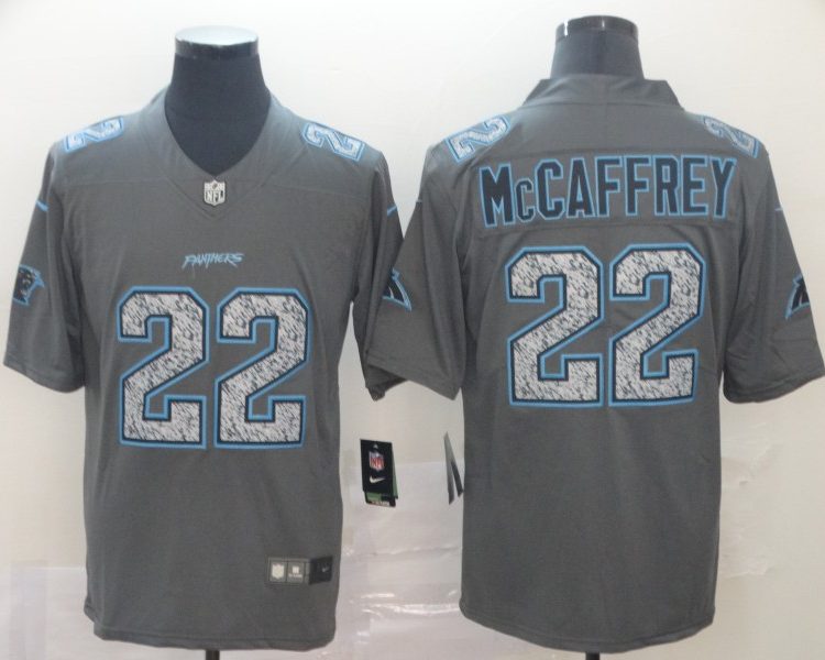 Men's Carolina Panthers Christian McCaffrey #22 Gray Jersey